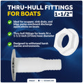1-1/2" Thru-Hull Fitting, White Nylon & Stainless Steel Head – FO2557 - Five Oceans