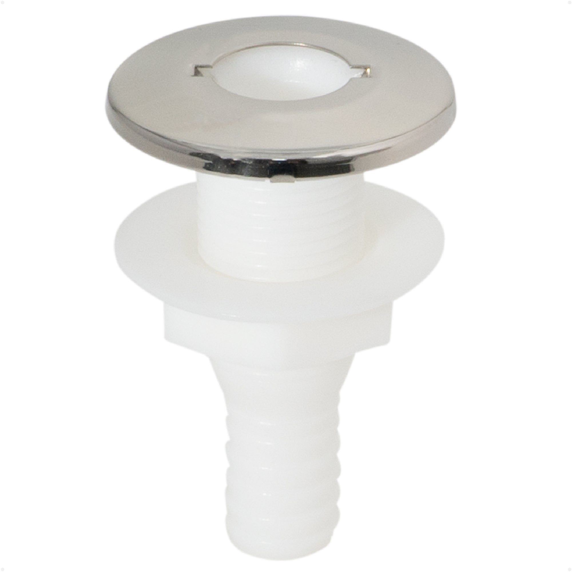 3/4" Thru-Hull Fitting, White Nylon & Stainless Steel Head – FO2558 - Five Oceans