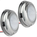 4" LED Surface-Mount Dome / Ceiling Light, Daylight White, Stainless Steel Housing, 12V, 2-Pack - FO2624-M2 - Five Oceans