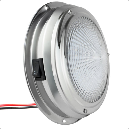 4" LED Surface-Mount Dome / Ceiling Light, Daylight White, Stainless Steel Housing, 12V