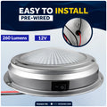 6" LED Surface-Mount Dome / Ceiling Light, Daylight White, Stainless Steel Housing, 12V, 2-Pack - FO2625-M2 - Five Oceans
