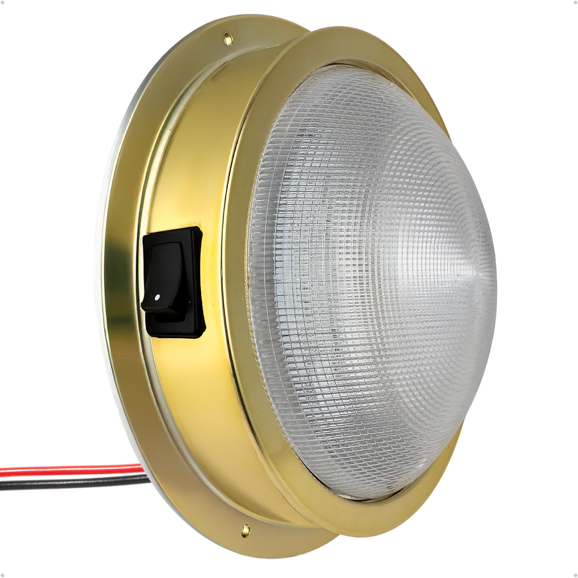 6" LED Surface-Mount Dome / Ceiling Light, Daylight White, Gold Plated Brass Housing, 12V - FO2627 - Five Oceans