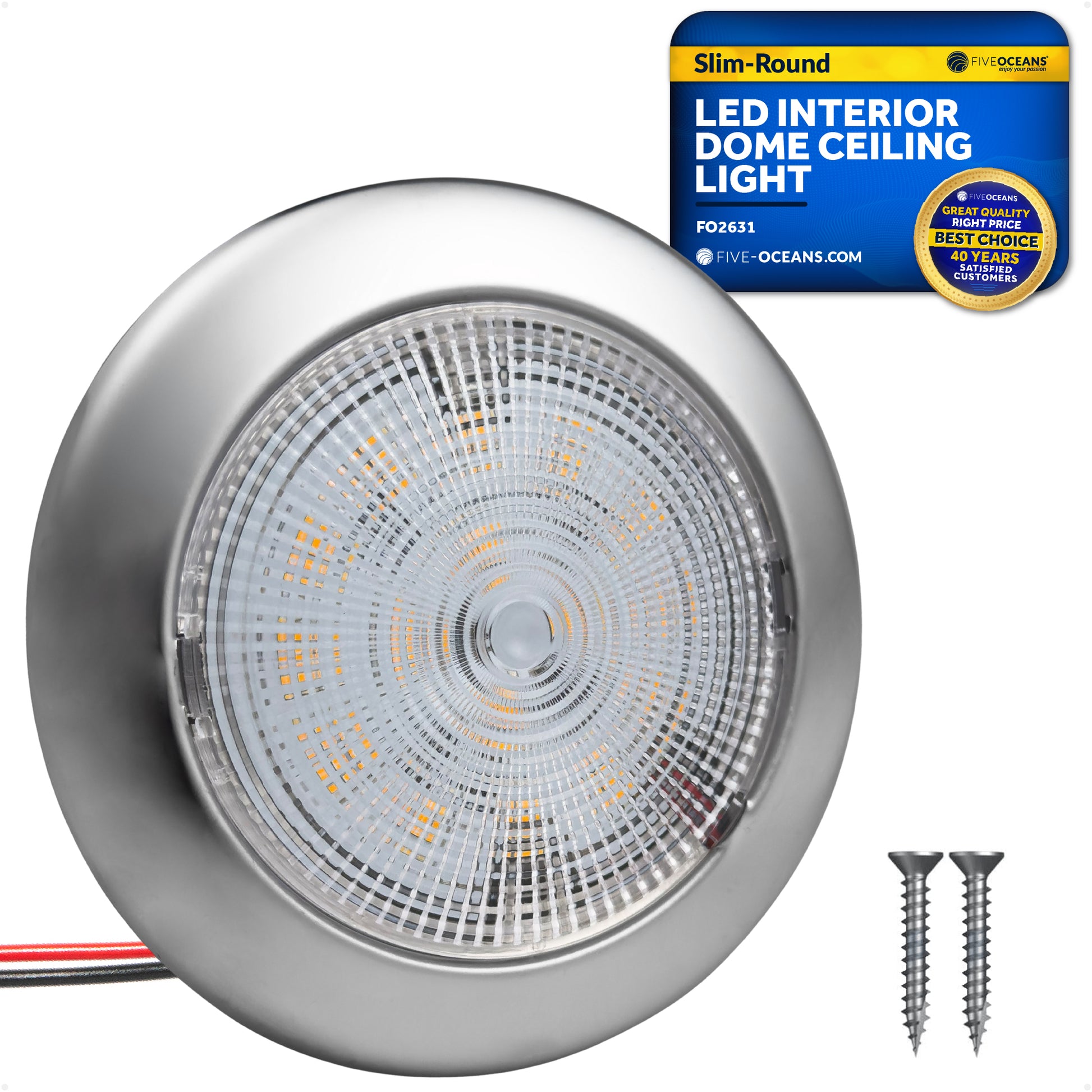 LED Interior Dome Ceiling Light, 3-3/4" Slim Round, Warm White, 12V - FO2631 - Five Oceans