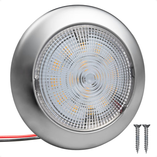3-3/4" Surface-Mount LED Slim Dome / Ceiling Light, Warm White, Stainless Steel Housing, 12V