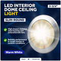 3-3/4" Surface-Mount LED Slim Dome / Ceiling Light, Warm White, Stainless Steel Housing, 12V - FO2631 - Five Oceans