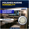 3-3/4" Surface-Mount LED Slim Dome / Ceiling Light, Warm White, Stainless Steel Housing, 12V - FO2631 - Five Oceans