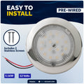3-3/4" Surface-Mount LED Slim Dome / Ceiling Light, Warm White, Stainless Steel Housing, 12V - FO2631 - Five Oceans
