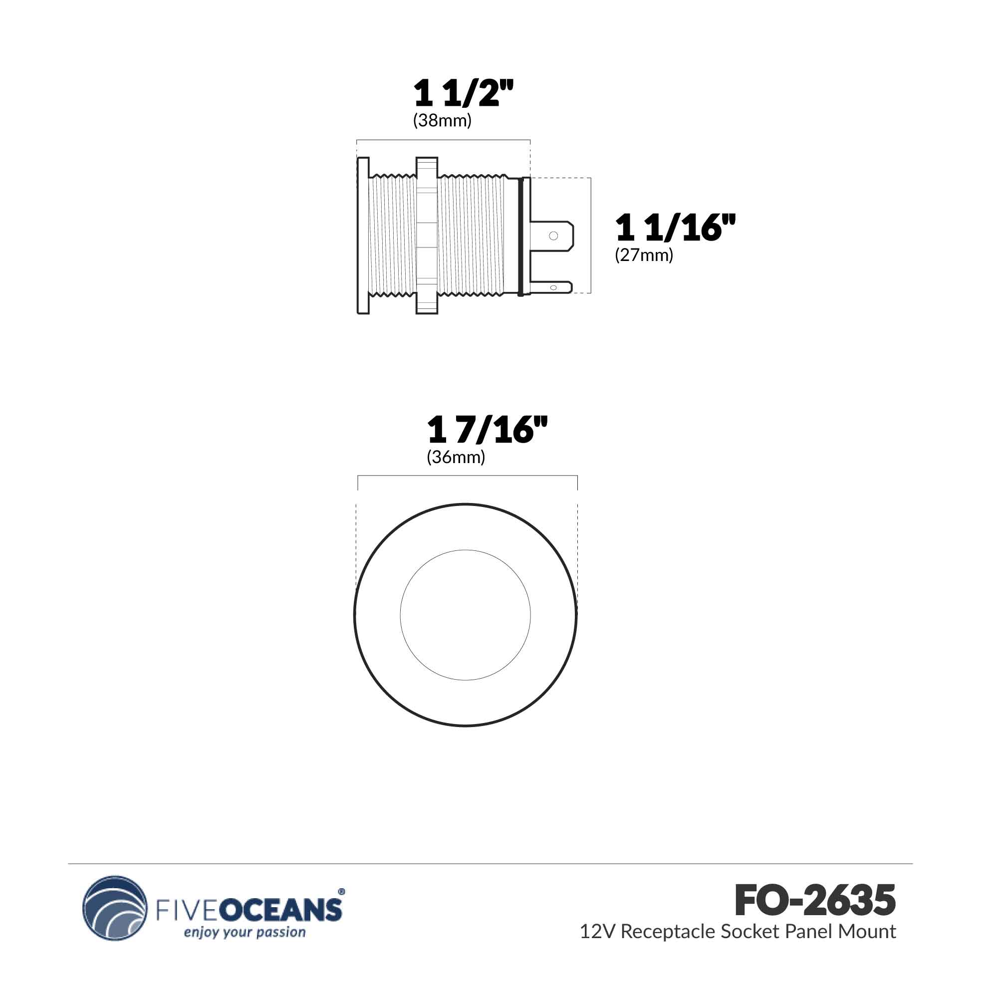 Cigarette Lighter Socket Panel, 12V, 2-Pack - FO2635-M2