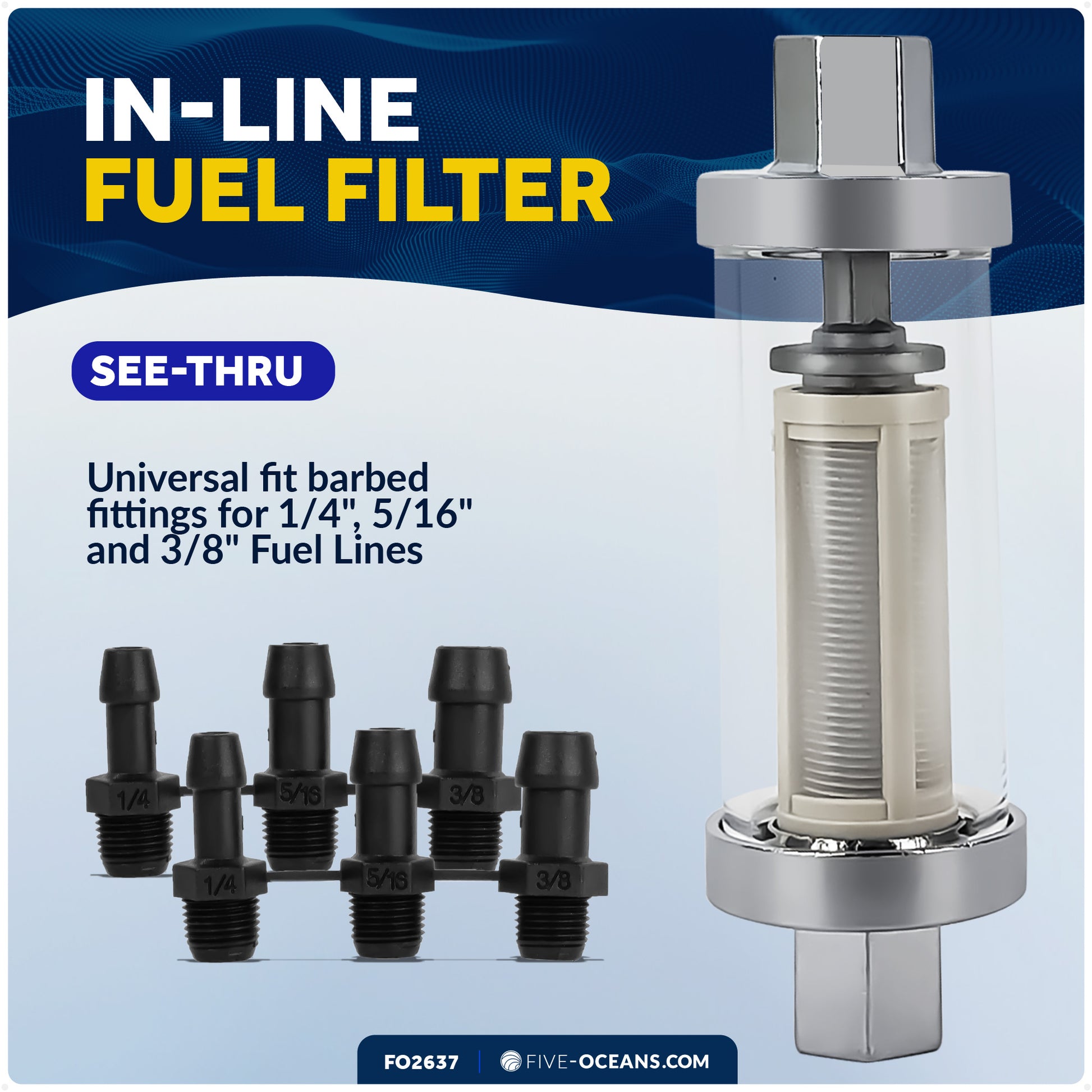 In-Line Universal Fuel Filter - FO2637 - Five Oceans