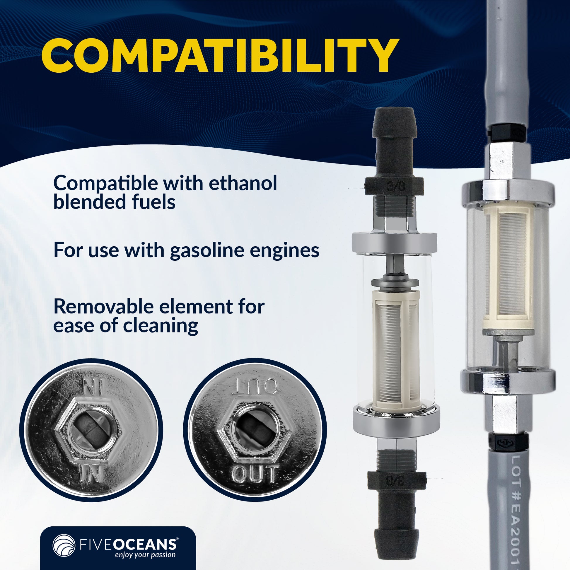 In-Line Universal Fuel Filter - FO2637 - Five Oceans