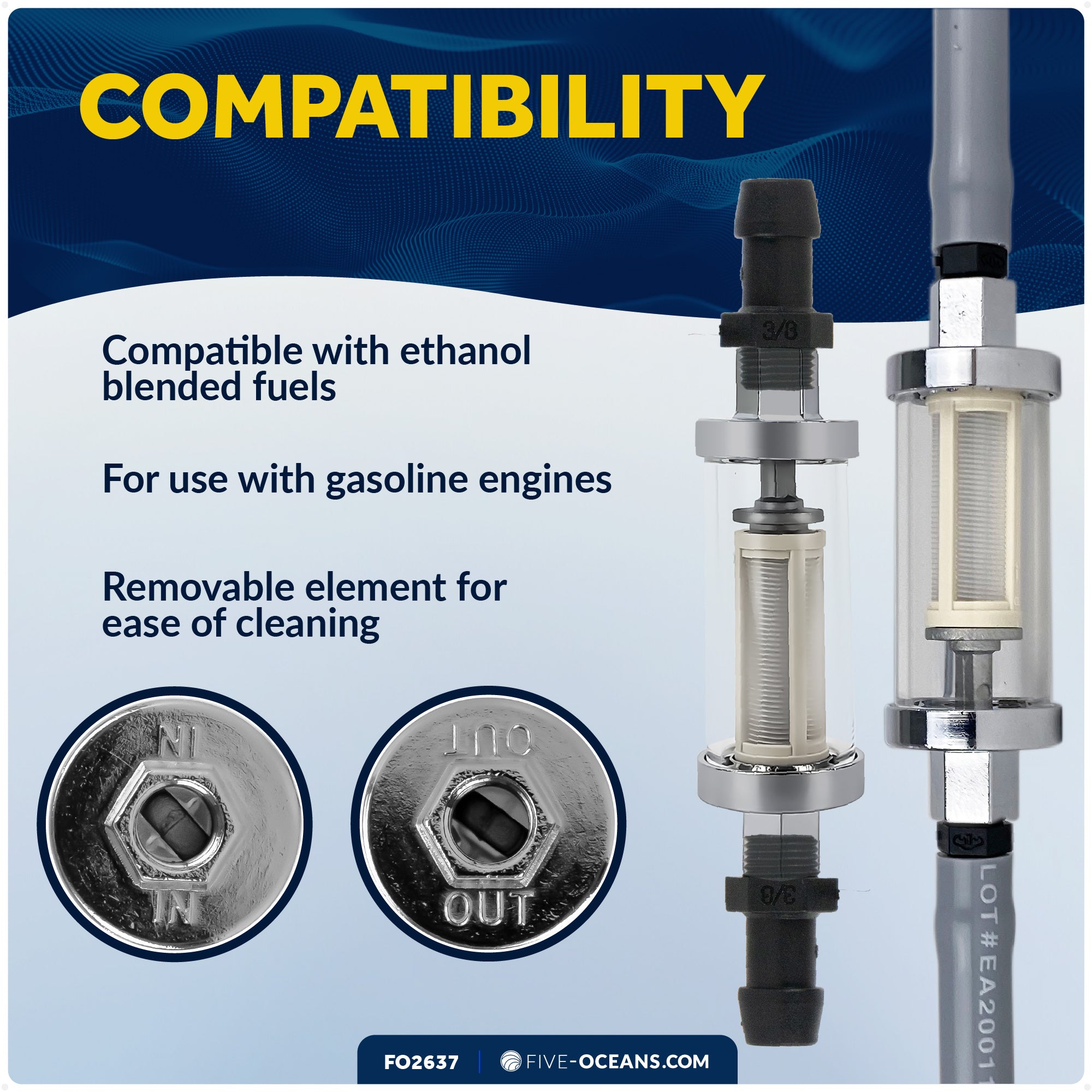 In-Line Universal Fuel Filter - FO2637 - Five Oceans