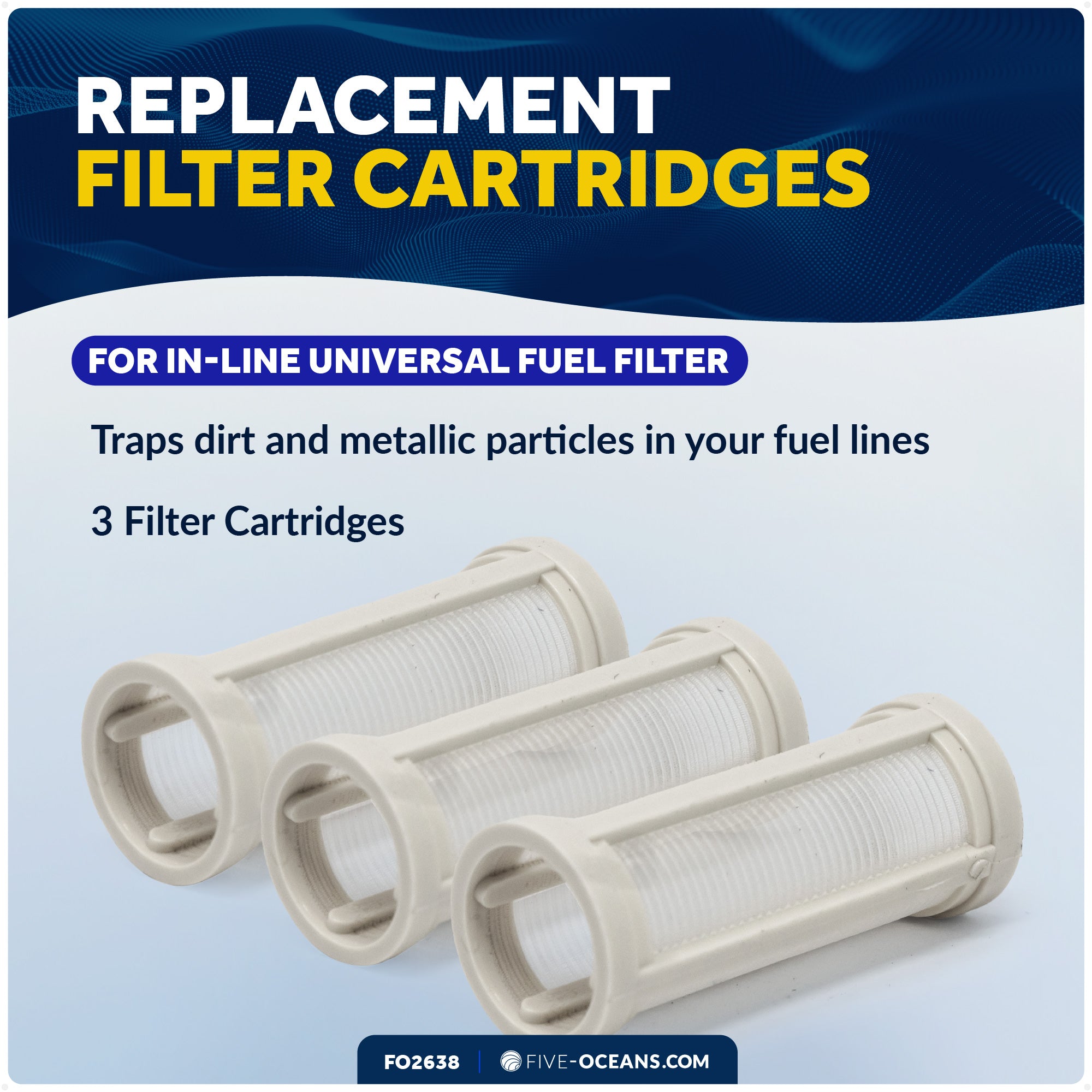Replacement Filters Cartridges for In-Line Universal Fuel Filter - FO2638