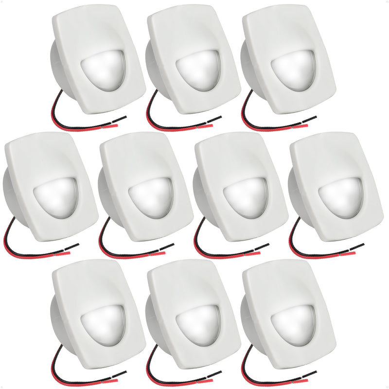 2-1/4" Square LED Recessed Courtesy / Companionway Light, White Housing, Cool White, 12V, 10-Pack - FO2642-M10 - Five Oceans