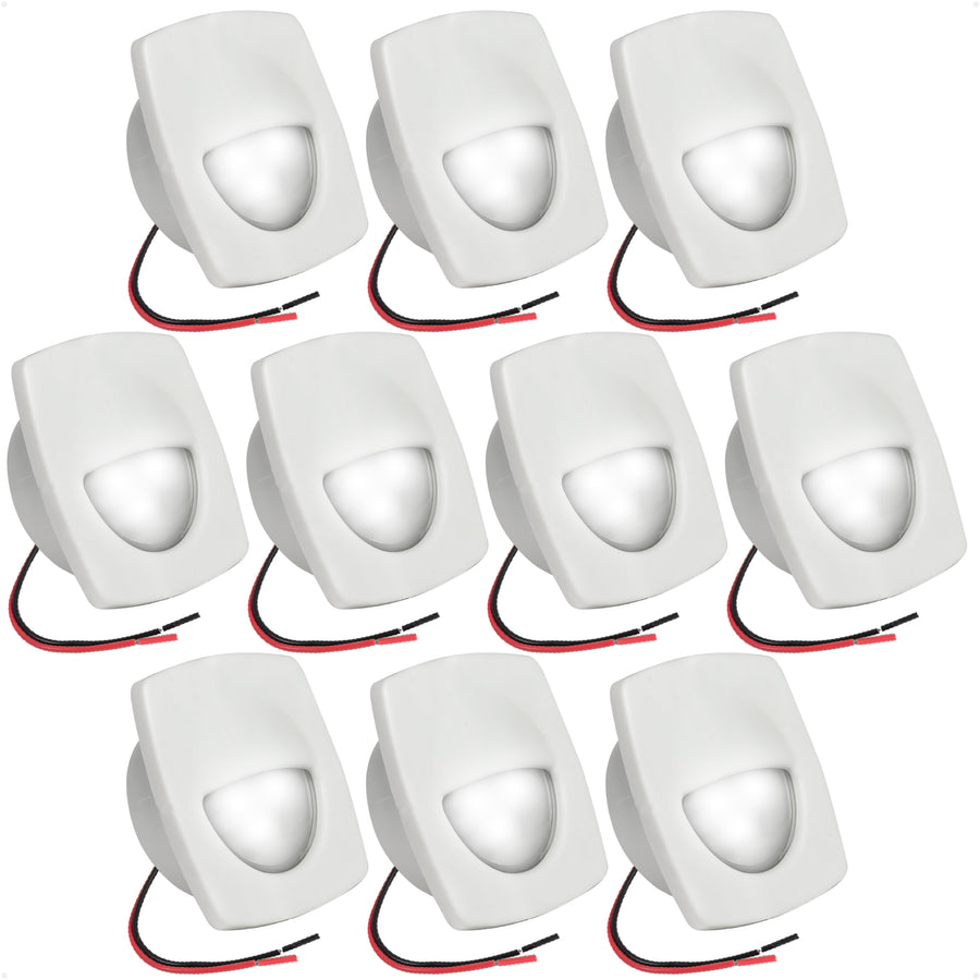 2-1/4" Square LED Recessed Courtesy / Companionway Light, White Housing, Cool White, 12V, 10-Pack - FO2642-M10 - Five Oceans