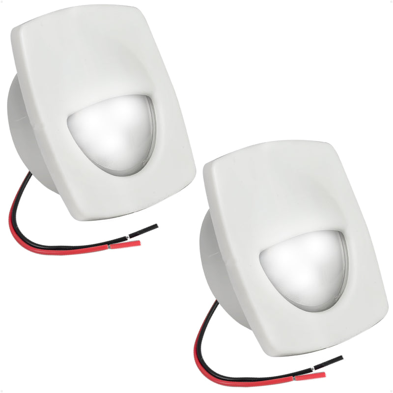 2-1/4" Square LED Recessed Courtesy / Companionway Light, White Housing, Cool White, 12V, 2-Pack - FO2642-M2 - Five Oceans