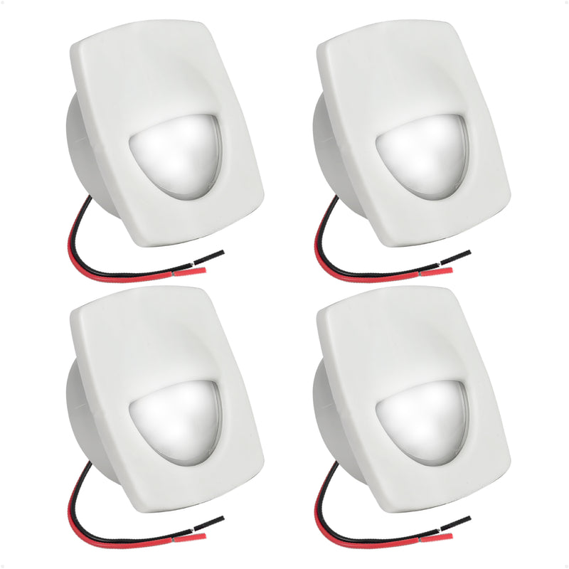 2-1/4" Square LED Recessed Courtesy / Companionway Light, White Housing, Cool White, 12V, 4-Pack - FO2642-M4 - Five Oceans