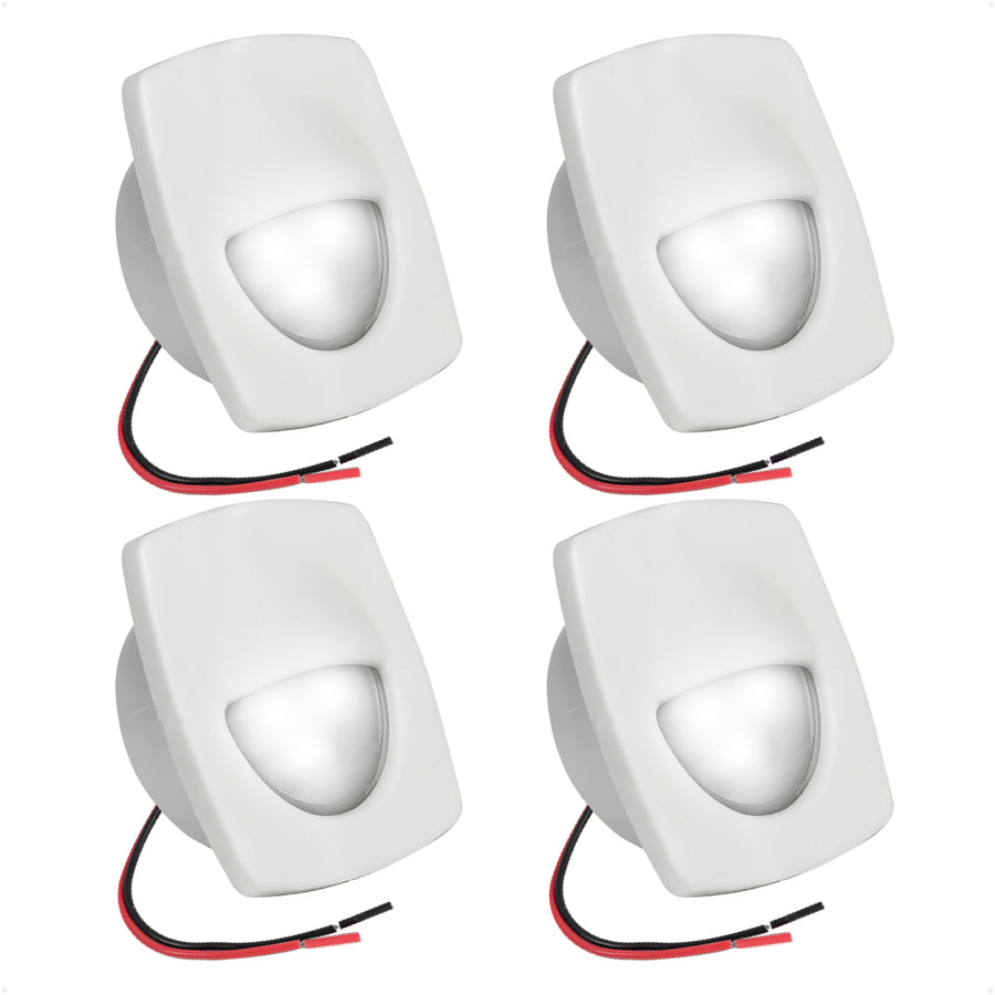 2-1/4" Square LED Recessed Courtesy / Companionway Light, White Housing, Cool White, 12V, 4-Pack - FO2642-M4 - Five Oceans
