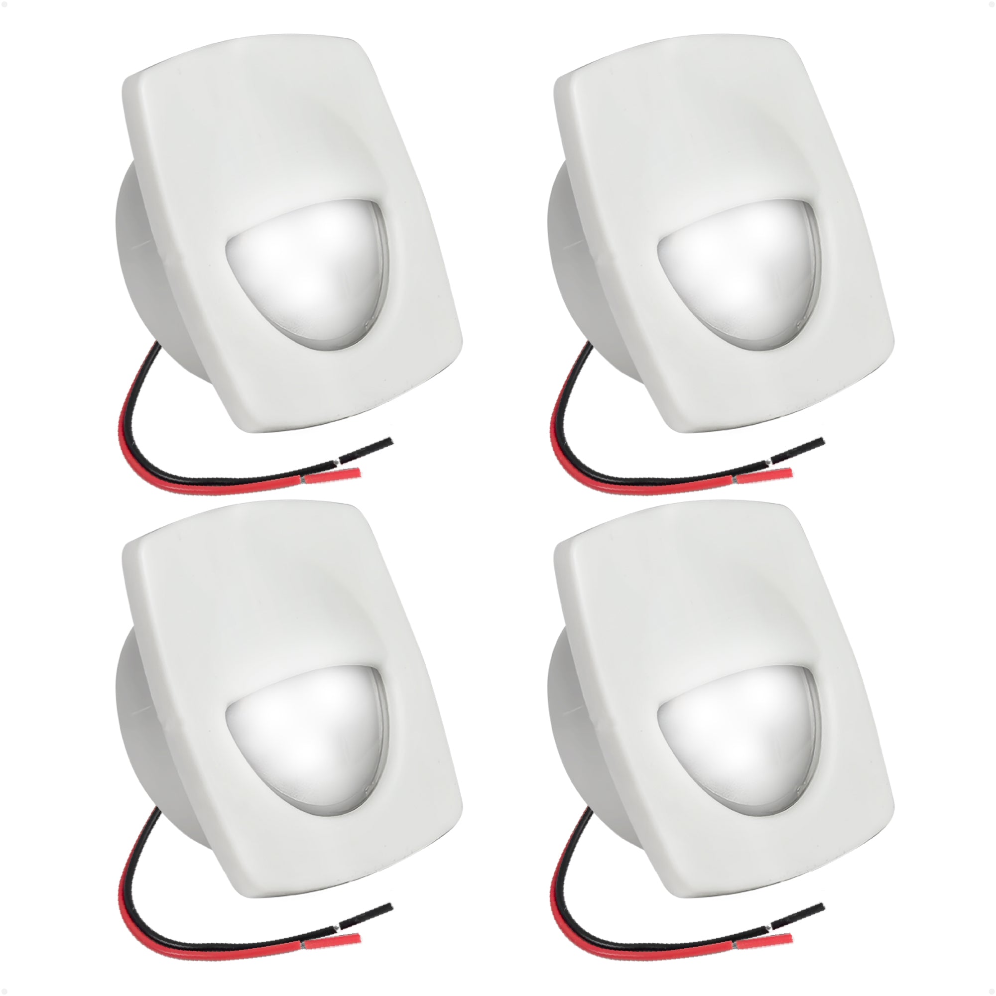 2-1/4" Square LED Recessed Courtesy / Companionway Light, White Housing, Cool White, 12V, 4-Pack - FO2642-M4