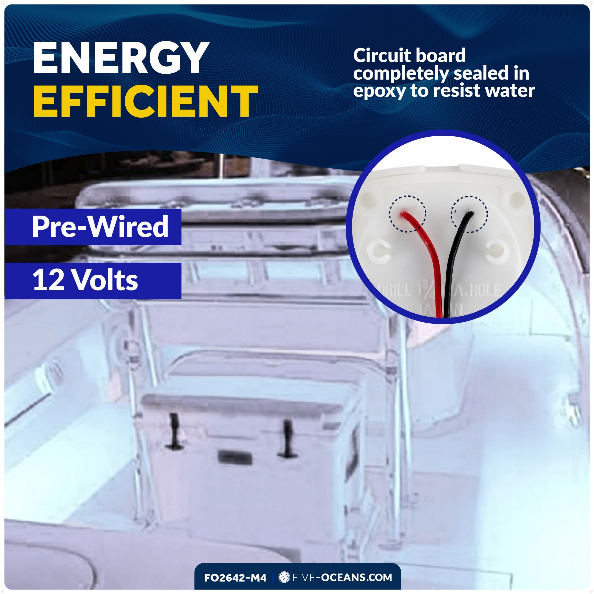 2-1/4" Square LED Recessed Courtesy / Companionway Light, White Housing, Cool White, 12V, 4-Pack - FO2642-M4
