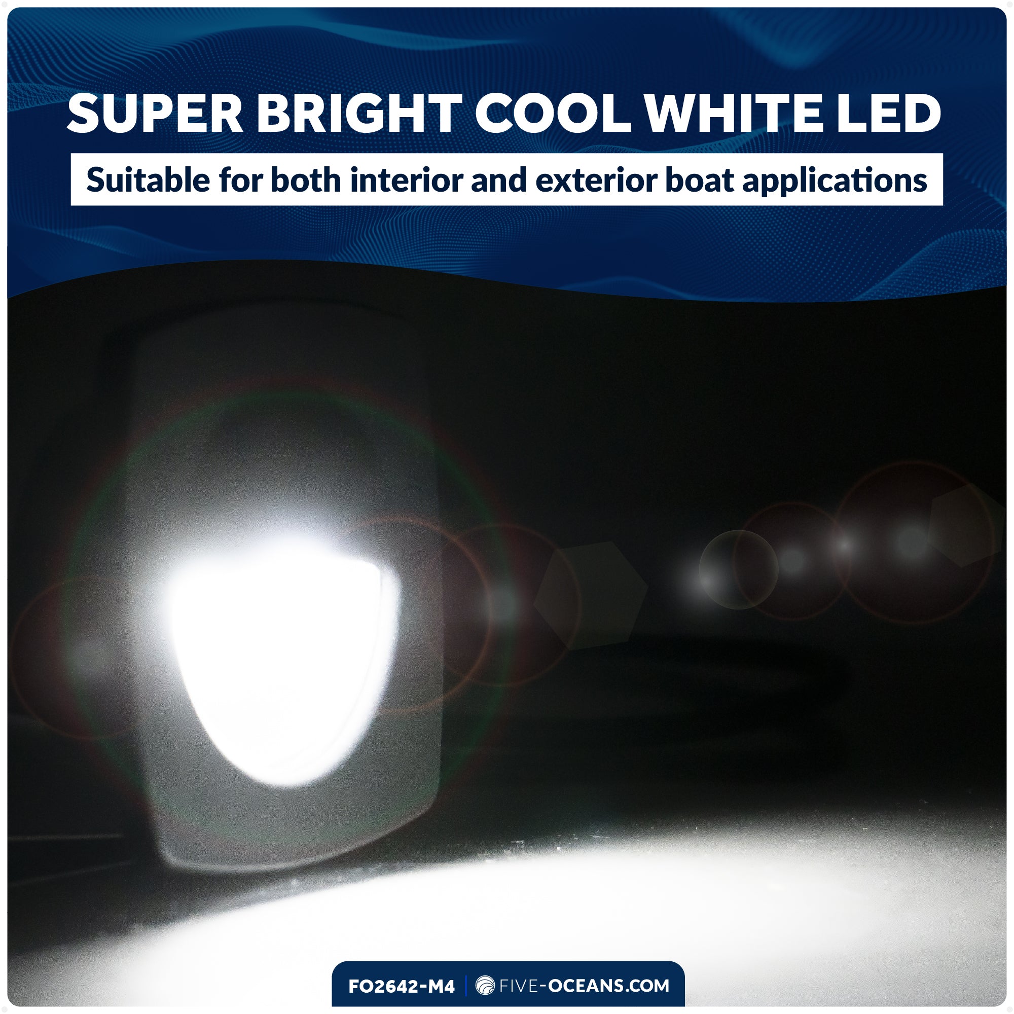 2-1/4" Square LED Recessed Courtesy / Companionway Light, White Housing, Cool White, 12V, 4-Pack - FO2642-M4