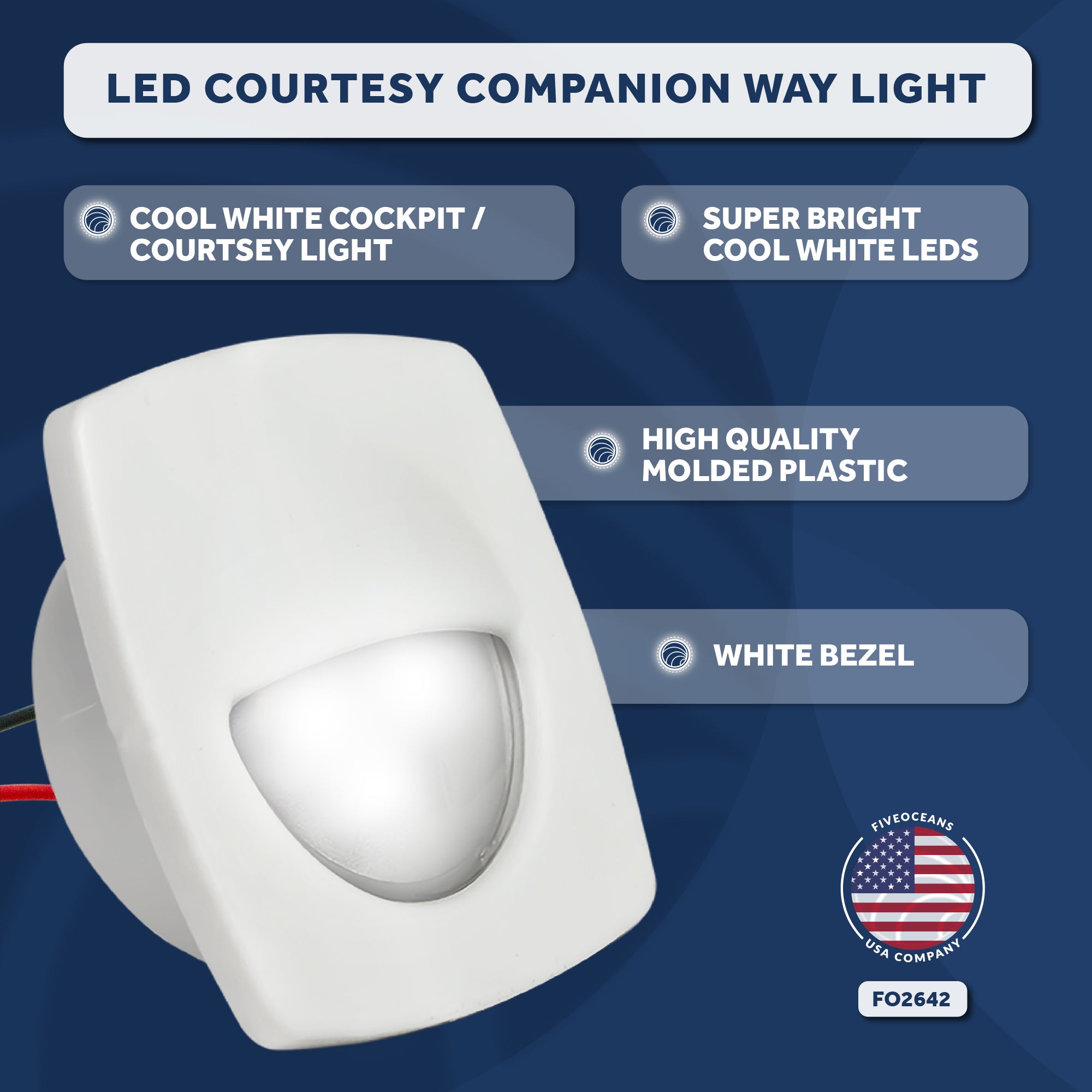 2-1/4" Square Courtesy Companion Light, White Housing, Cool White LED - FO2642 - Five Oceans