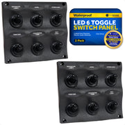 LED 6 Gang Switch Panel - Waterproof - 12-24 Volts - 2-Pack - FO2652-M2 - Five Oceans
