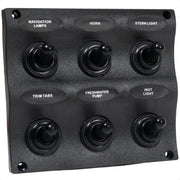 LED 6 Gang Switch Panel - Waterproof - 12-24 Volts - FO2652 - Five Oceans
