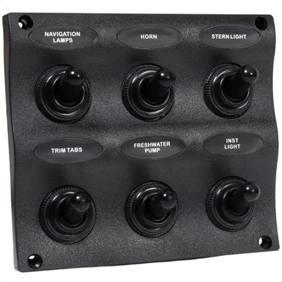6 Gang Toggle Switch Panel, Waterproof, 12-24V - FO2652 - Five Oceans