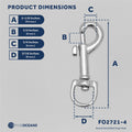 Swivel Round Eye Bolt Snap Hook, 4-Pack - FO2721-M4 - Five Oceans