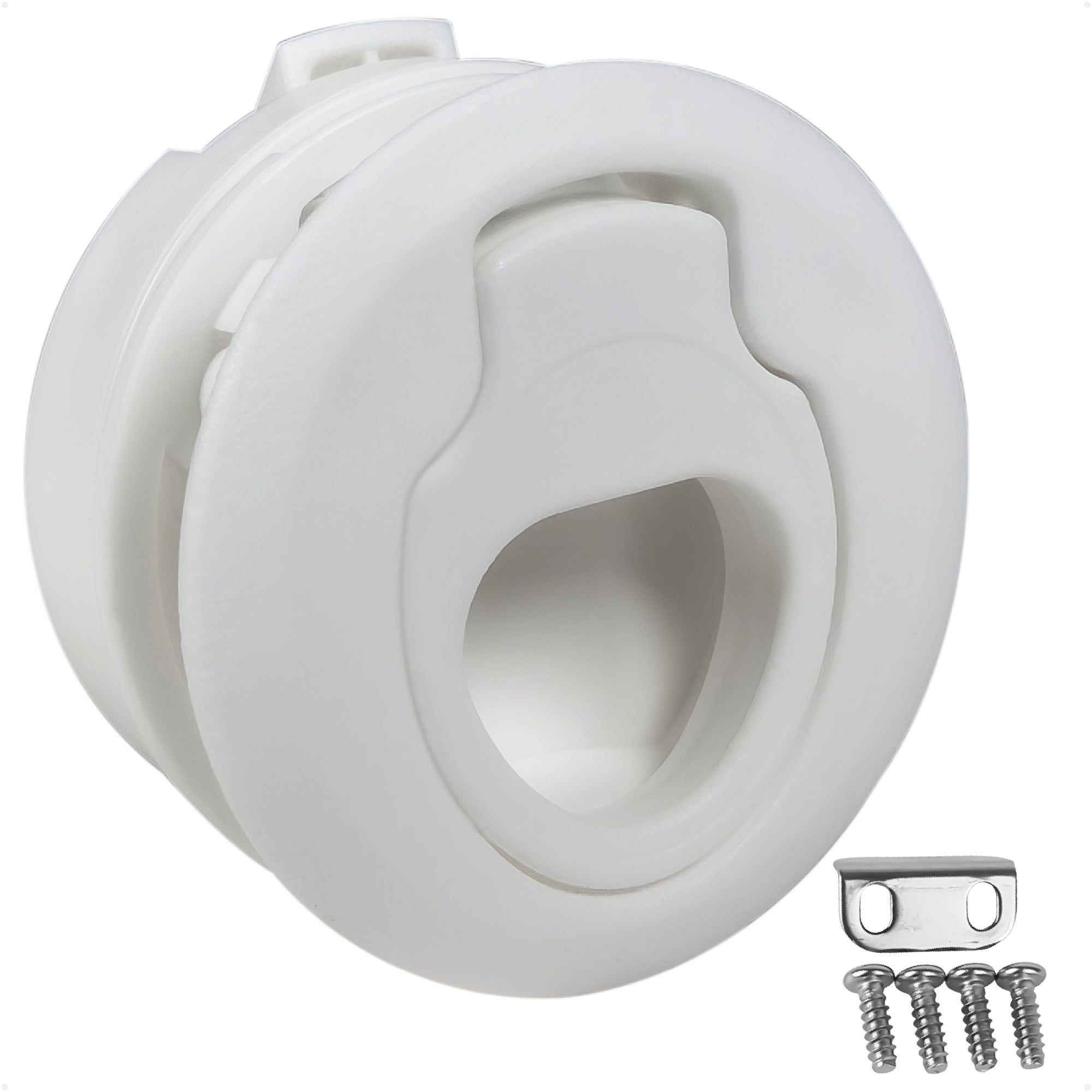 Flush Pull Slam Latch Door Hatch, 2" Dia., White - FO2864 - Five Oceans