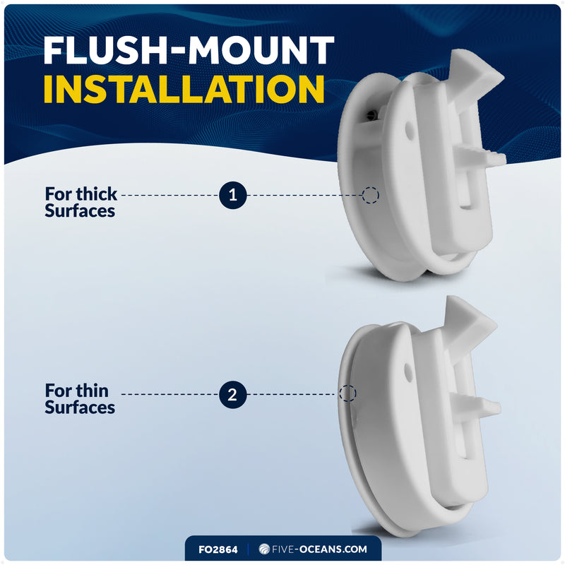Flush Pull Slam Latch Door Hatch, 2" Dia., White - FO2864 - Five Oceans