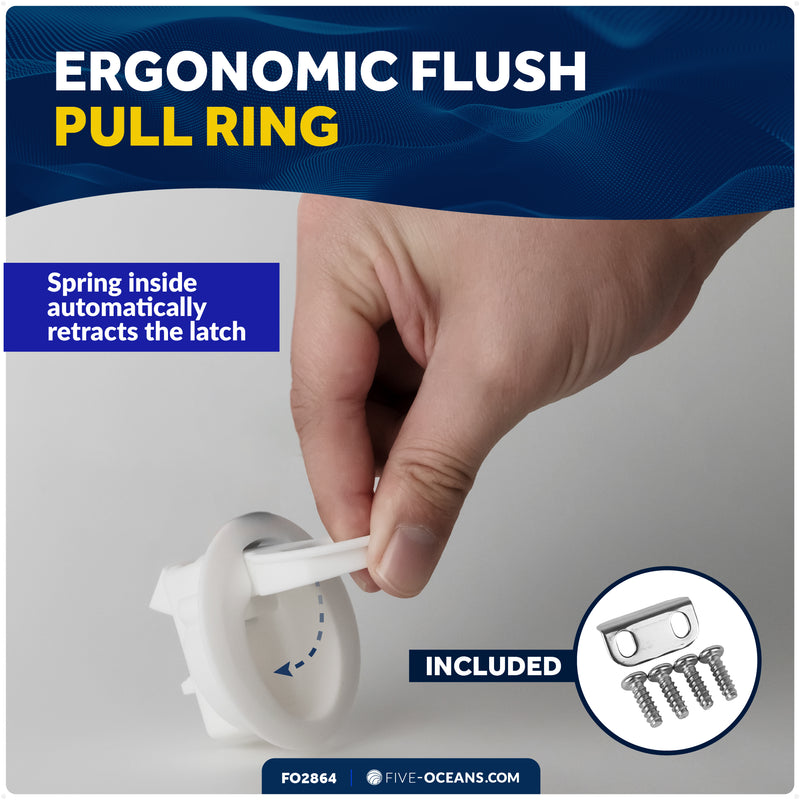 Flush Pull Slam Latch Door Hatch, 2" Dia., White - FO2864 - Five Oceans