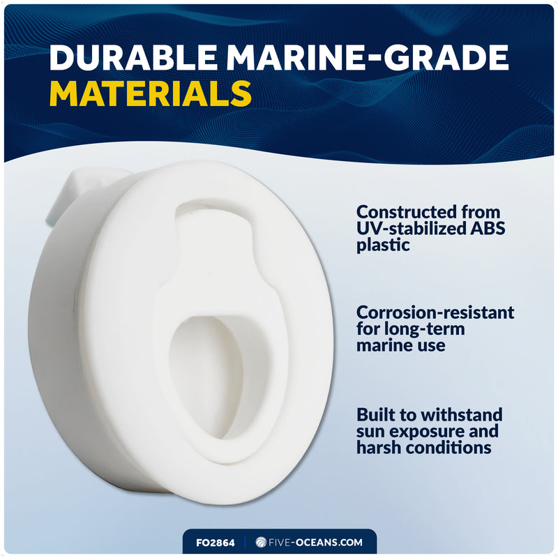 Flush Pull Slam Latch Door Hatch, 2" Dia., White - FO2864 - Five Oceans