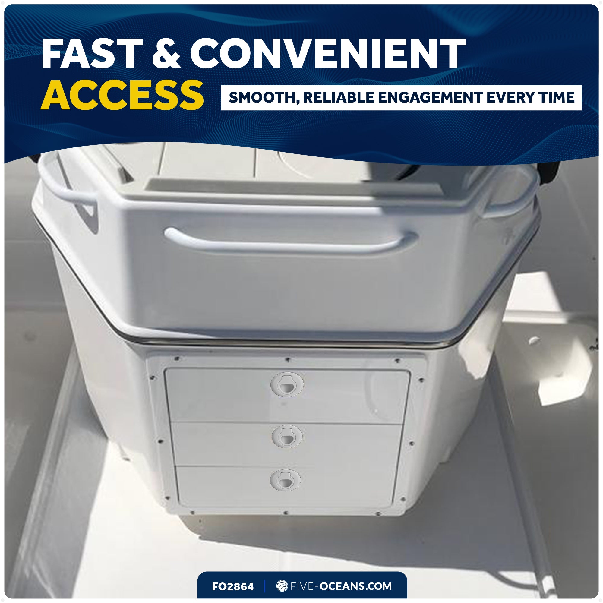 Flush Pull Slam Latch Door Hatch, 2" Dia., White - FO2864