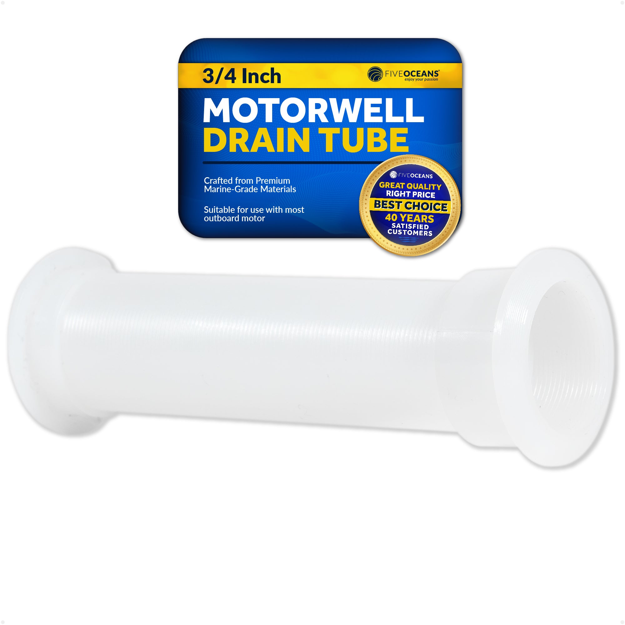 3/4" Boat Motorwell Drain Tube Thru Hull - FO2865 - Five Oceans