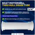 3/4" Motorwell Thru-Hull Drain Tube, White Nylon – FO2865 - Five Oceans