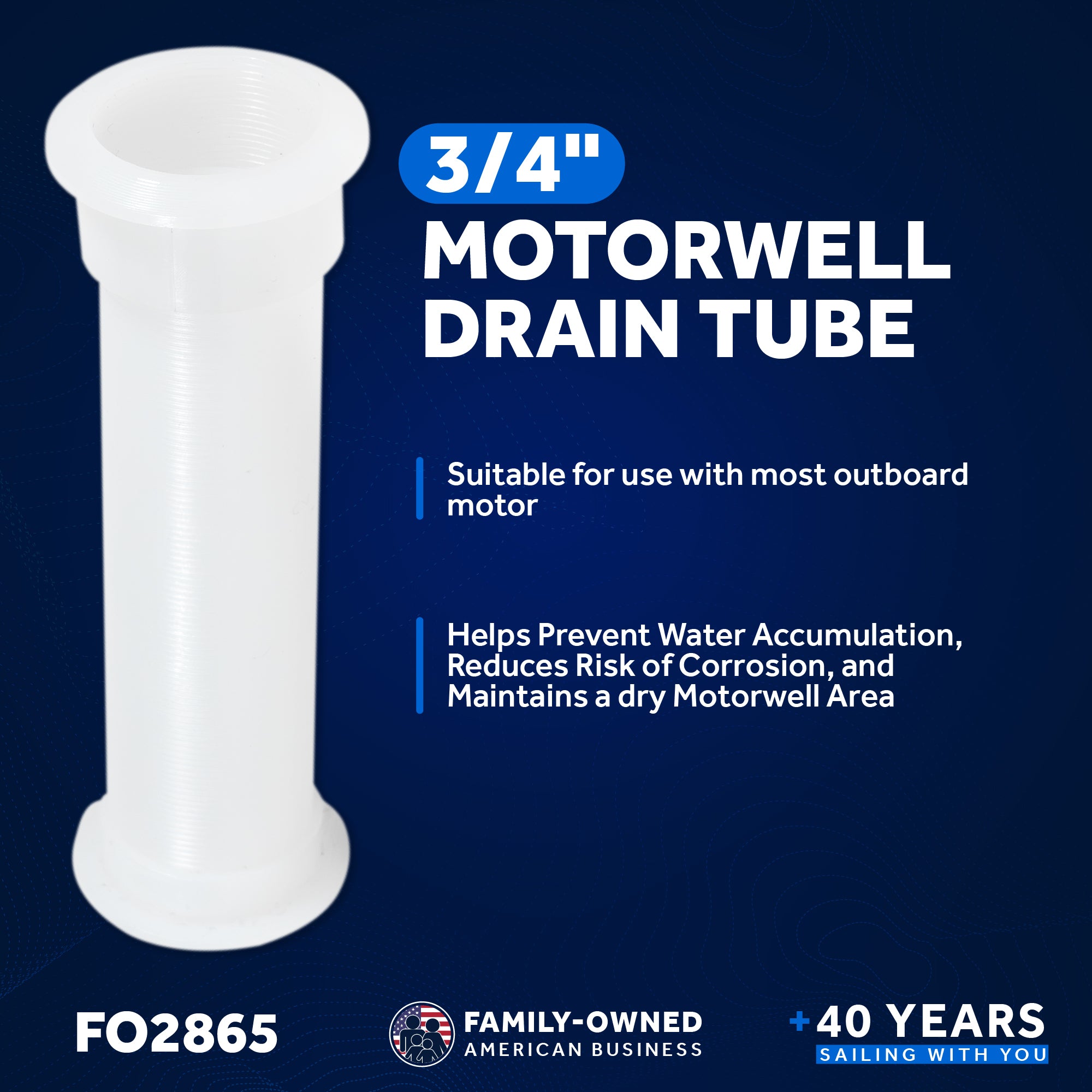 3/4" Boat Motorwell Drain Tube Thru Hull - FO2865 - Five Oceans