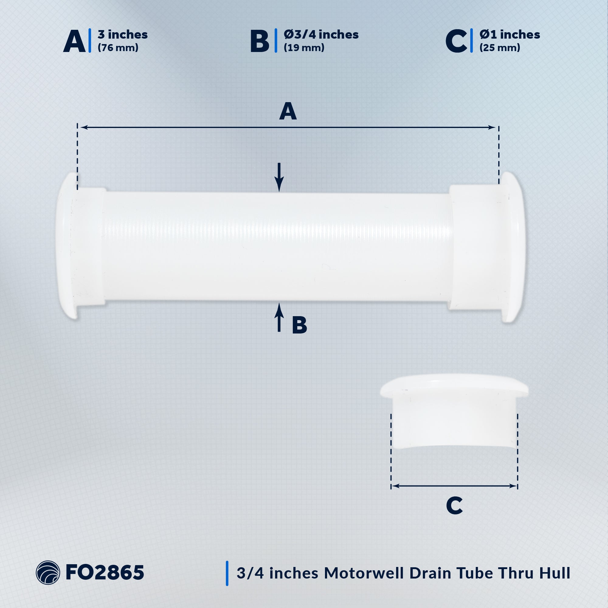 3/4" Boat Motorwell Drain Tube Thru Hull - FO2865 - Five Oceans