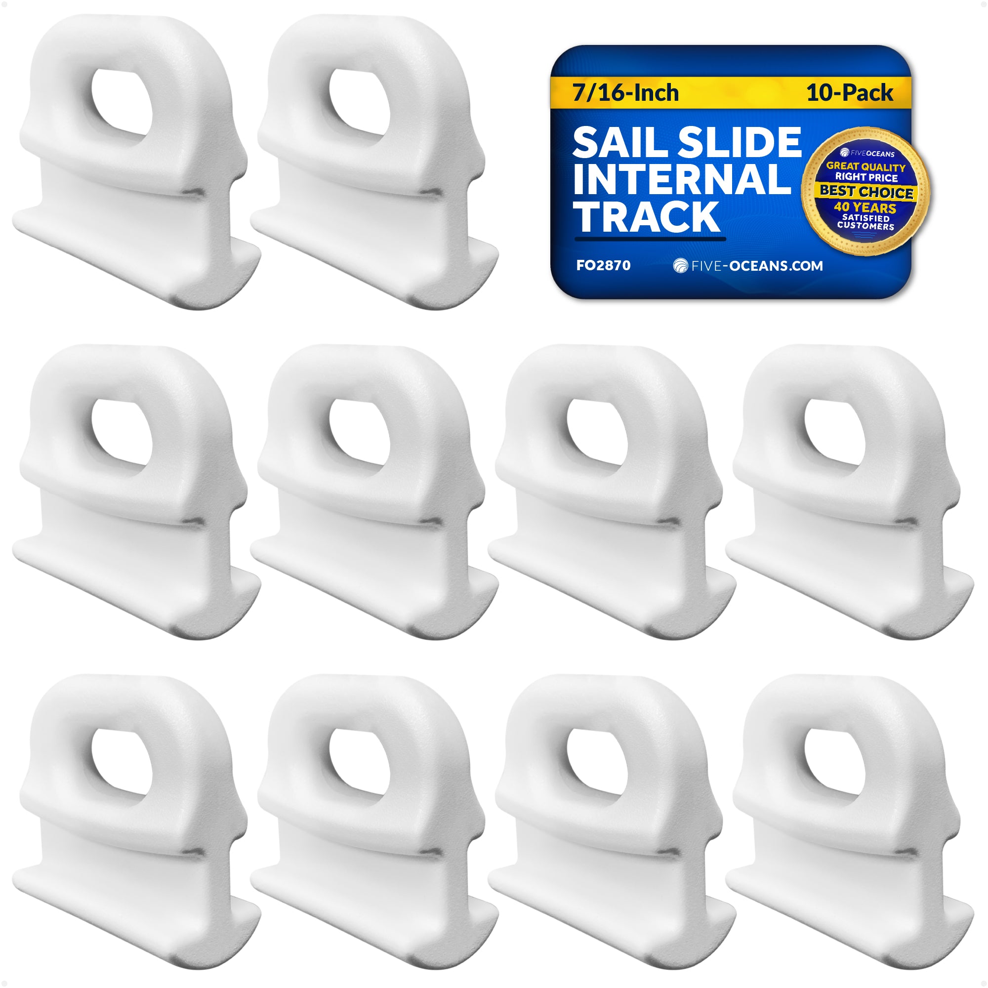 Sail Slide - Internal Track - 7/16-Inch (11mm), 10-Pack - FO2870
