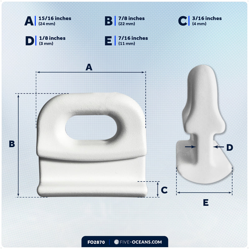 7/16" (11mm) Sail Slide Internal Track, White Nylon, 10-Pack - FO2870 - Five Oceans