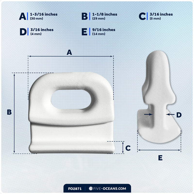 9/16" (14mm) Sail Slide Internal Track, White Nylon, 10-Pack - FO2871 - Five Oceans