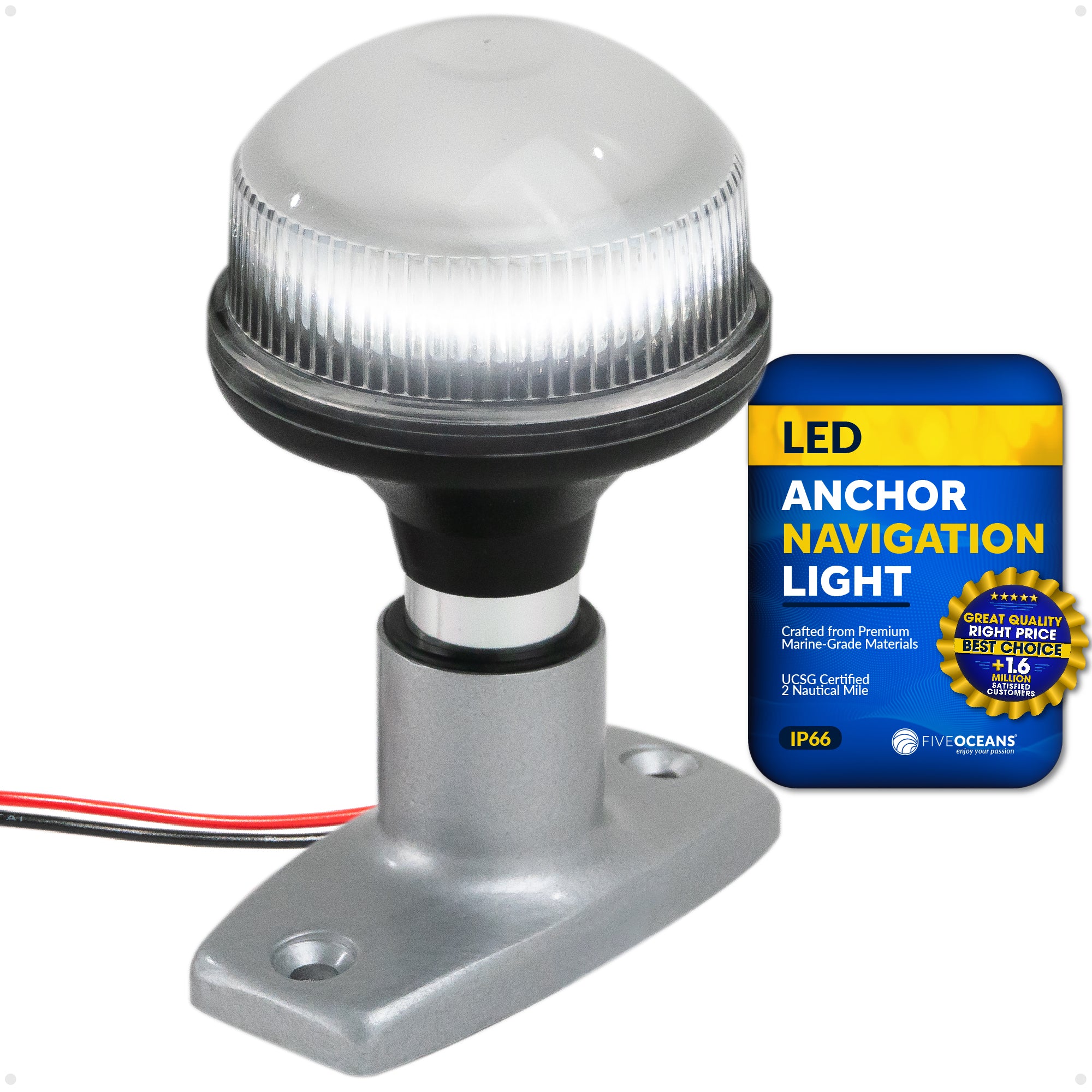 LED Anchor Navigation Light 4", Fixed Mount, 2NM - FO2874 - Five Oceans