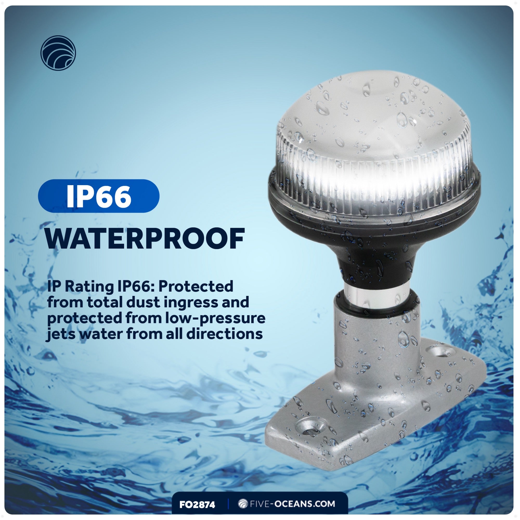 LED Anchor Navigation Light 4", Fixed Mount, 2NM - FO2874 - Five Oceans
