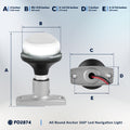 4" LED Anchor Navigation Light, Fixed Mount, 12V DC - 2NM - FO2874 - Five Oceans