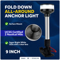 9" LED Anchor Navigation Light, Fold-Down, 12V DC - USCG 2NM Certified - FO2878 - Five Oceans