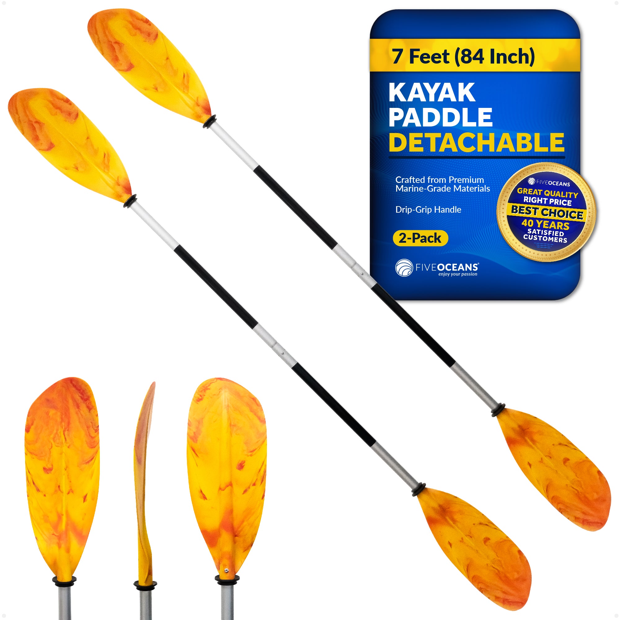 Kayak Paddle, Detachable 84" 2-Pack - FO2880-M2 - Five Oceans