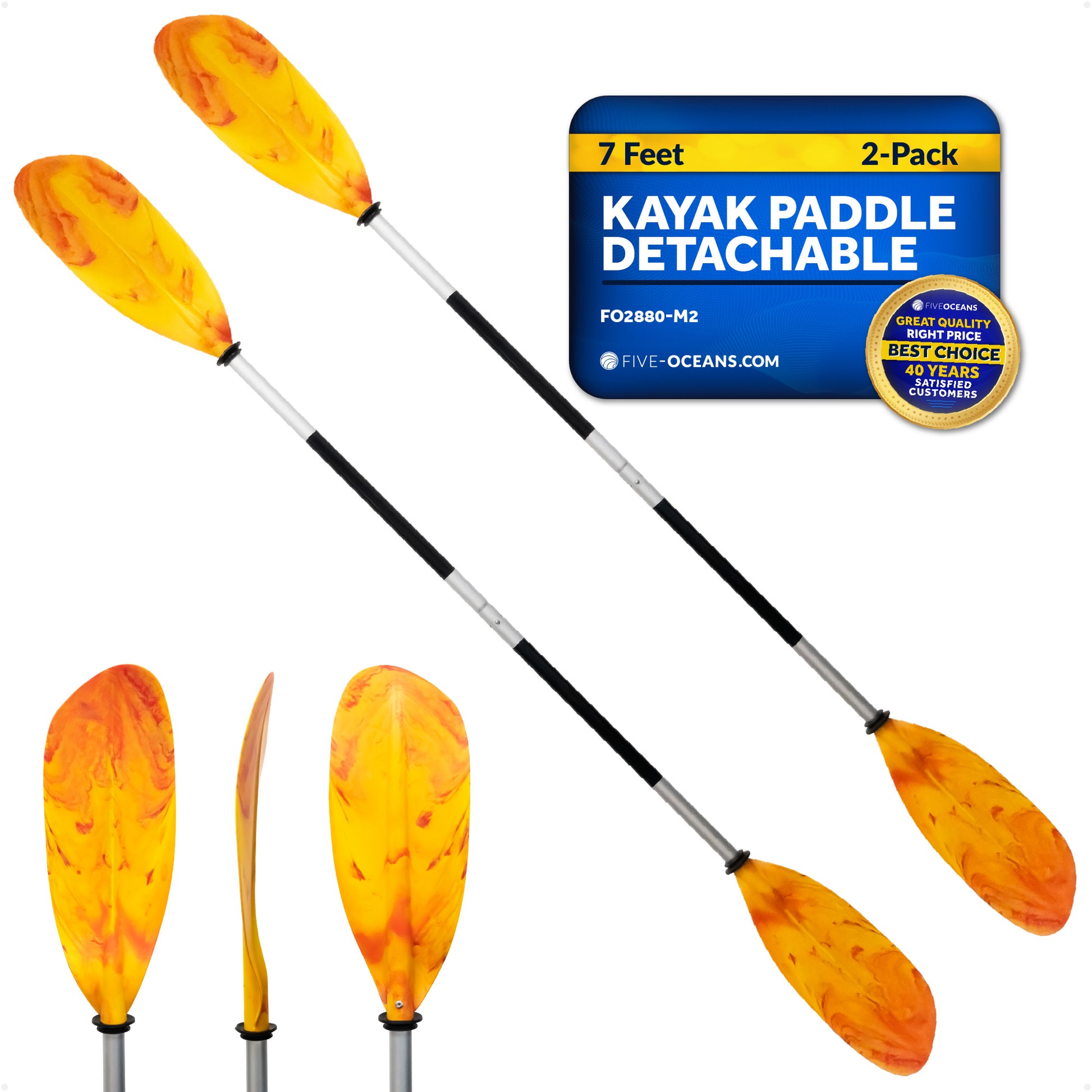 Kayak Paddle, Detachable 84" 2-Pack - FO2880-M2 - Five Oceans