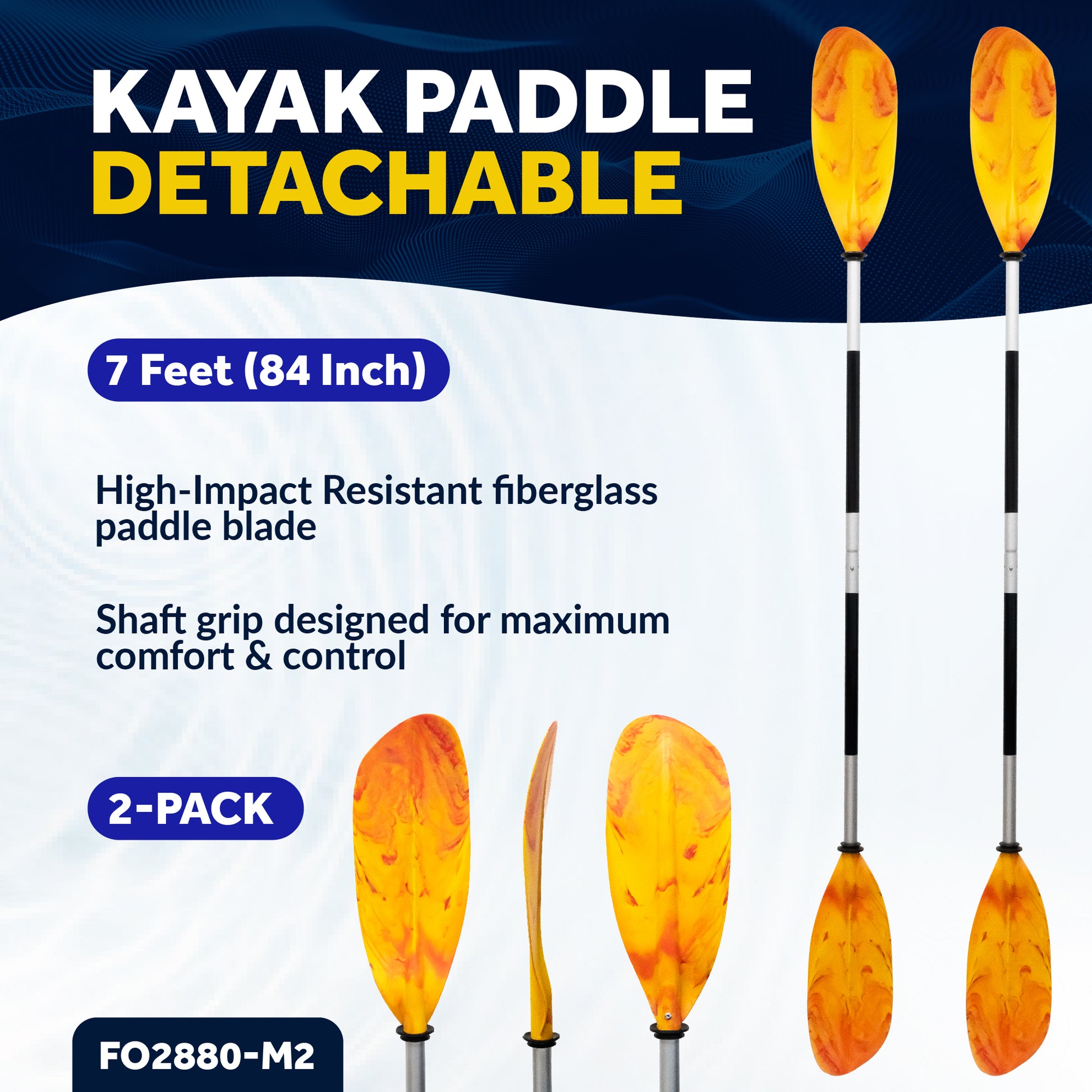 Kayak Paddle, Detachable 84" 2-Pack - FO2880-M2 - Five Oceans