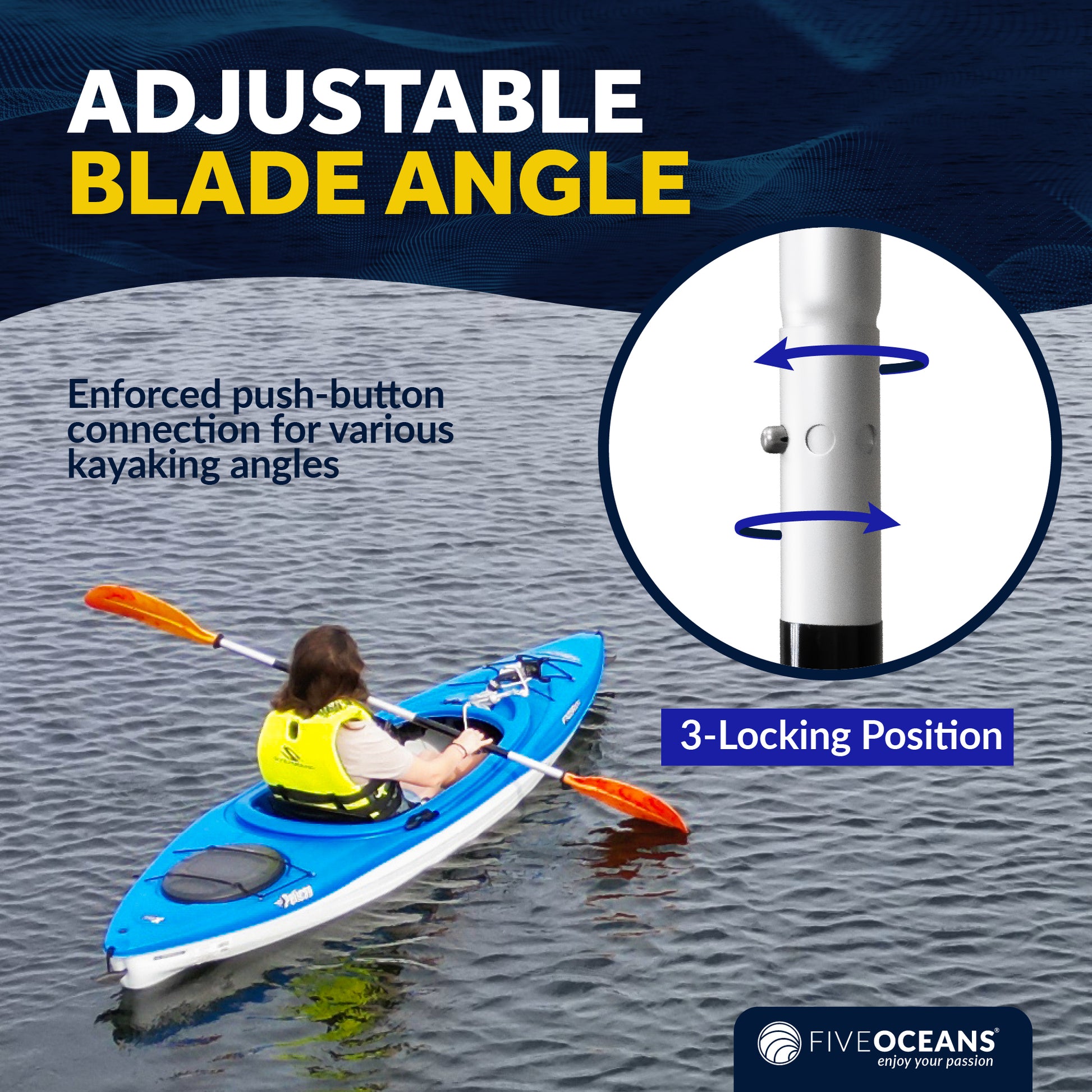 Kayak Paddle, Detachable 84" 2-Pack - FO2880-M2 - Five Oceans