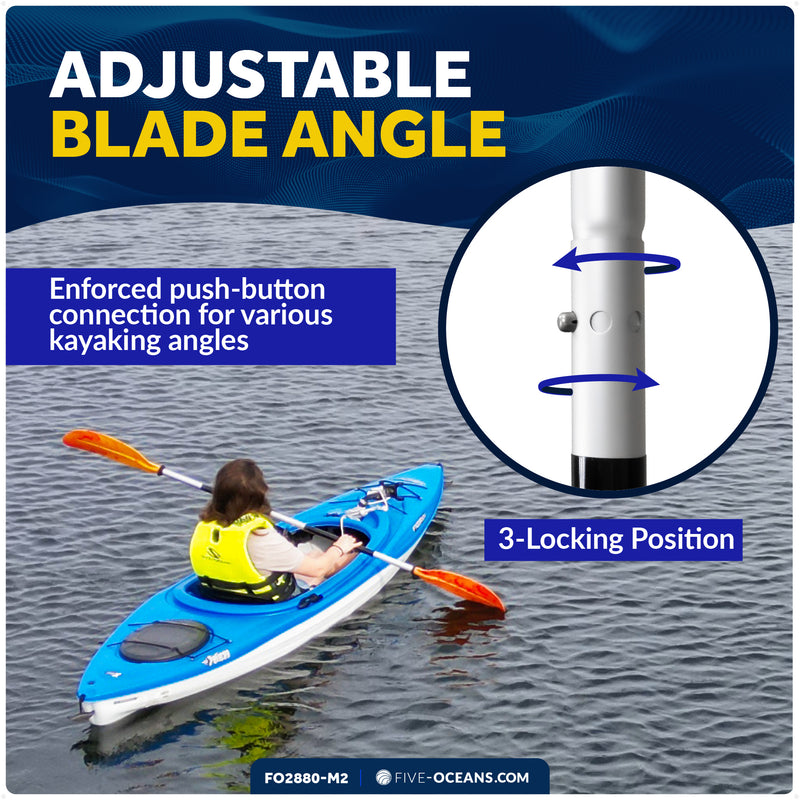 84" Kayak Paddle, Aluminum, Yellow & Orange, Detachable, 2-Pack - FO2880-M2 - Five Oceans
